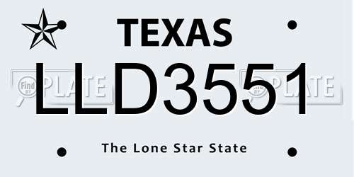 LLD3551 Texas License Plate
