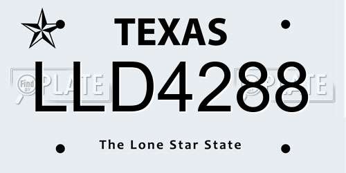 LLD4288 Texas License Plate
