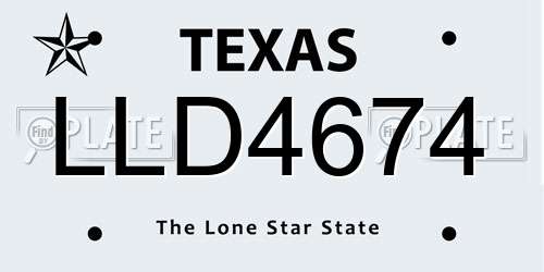 LLD4674 Texas License Plate