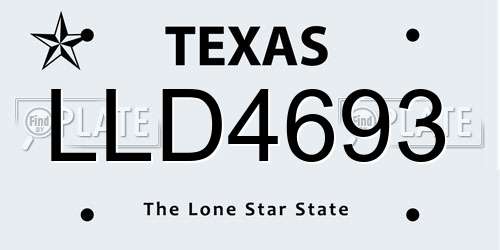 LLD4693 Texas License Plate