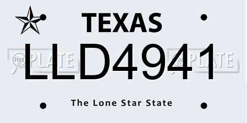 LLD4941 Texas License Plate