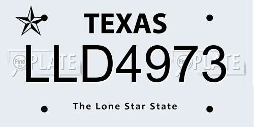 LLD4973 Texas License Plate
