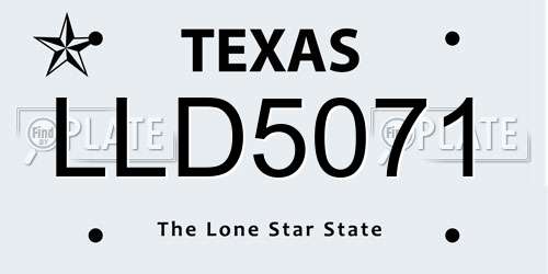 LLD5071 Texas License Plate