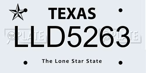 LLD5263 Texas License Plate