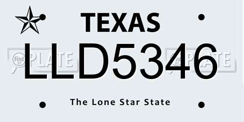 LLD5346 Texas License Plate