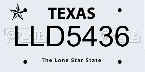 LLD5436 Texas License Plate