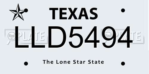 LLD5494 Texas License Plate