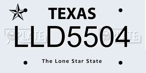 LLD5504 Texas License Plate