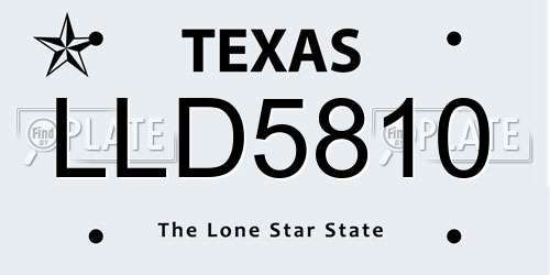 LLD5810 Texas License Plate