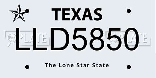 LLD5850 Texas License Plate