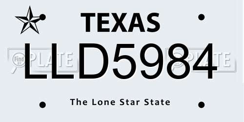 LLD5984 Texas License Plate