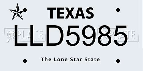 LLD5985 Texas License Plate