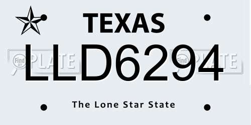 LLD6294 Texas License Plate