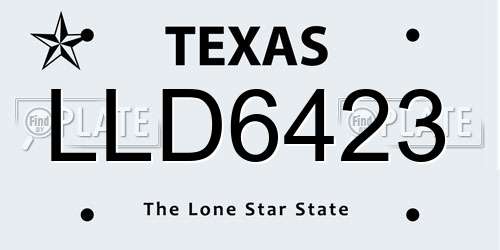 LLD6423 Texas License Plate