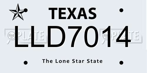 LLD7014 Texas License Plate
