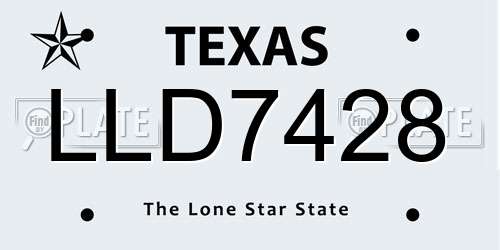 LLD7428 Texas License Plate