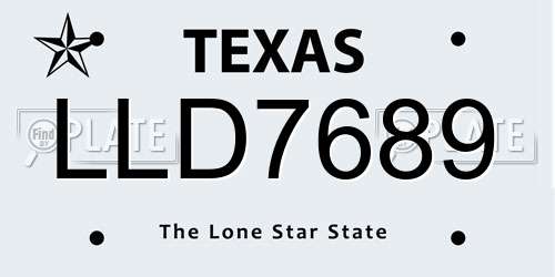LLD7689 Texas License Plate