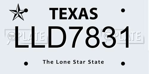 LLD7831 Texas License Plate