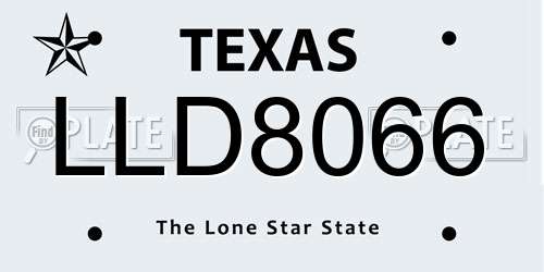 LLD8066 Texas License Plate