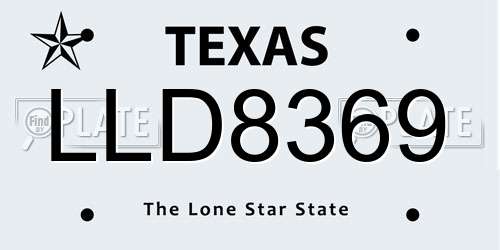 LLD8369 Texas License Plate
