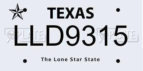 LLD9315 Texas License Plate