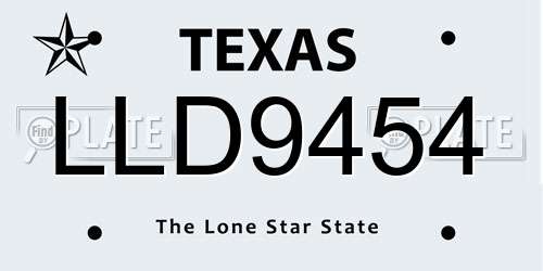 LLD9454 Texas License Plate