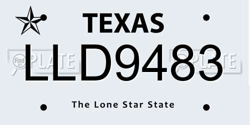 LLD9483 Texas License Plate