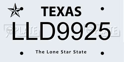 LLD9925 Texas License Plate