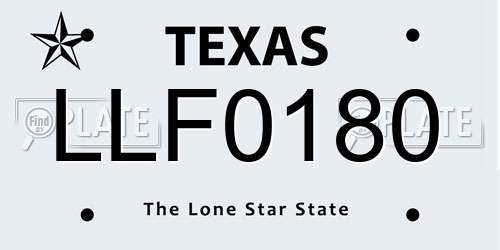 LLF0180 Texas License Plate