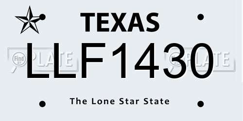 LLF1430 Texas License Plate