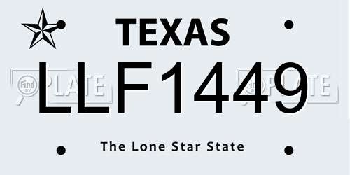 LLF1449 Texas License Plate