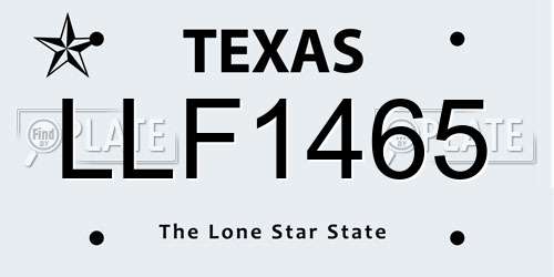 LLF1465 Texas License Plate