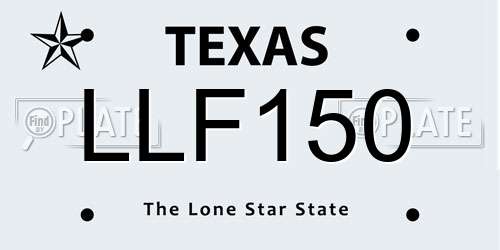 LLF150 Texas License Plate
