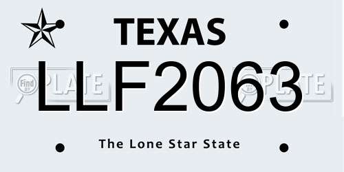 LLF2063 Texas License Plate