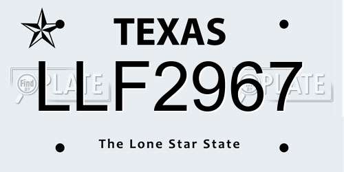 LLF2967 Texas License Plate