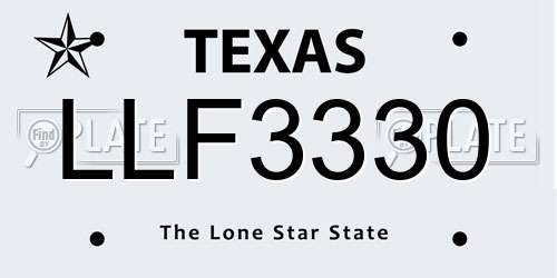 LLF3330 Texas License Plate