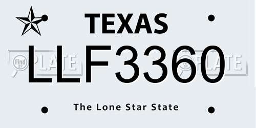LLF3360 Texas License Plate