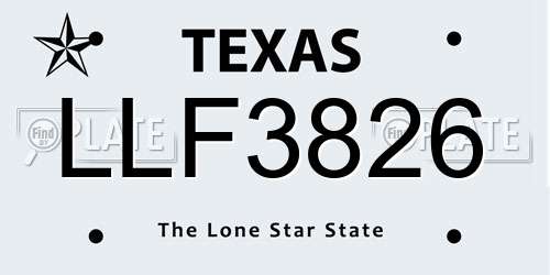 LLF3826 Texas License Plate
