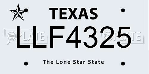 LLF4325 Texas License Plate
