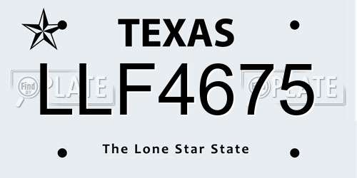 LLF4675 Texas License Plate