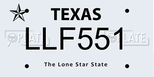 LLF551 Texas License Plate