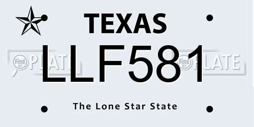 LLF581 Texas License Plate