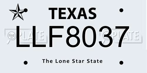 LLF8037 Texas License Plate
