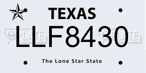 LLF8430 Texas License Plate