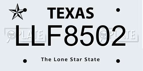 LLF8502 Texas License Plate