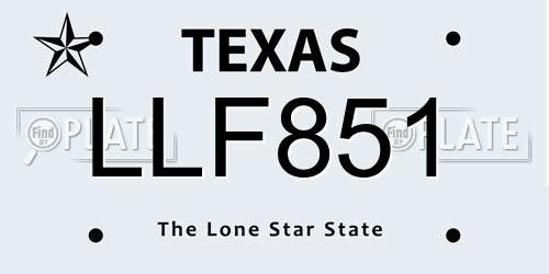 LLF851 Texas License Plate
