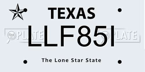 LLF85I Texas License Plate