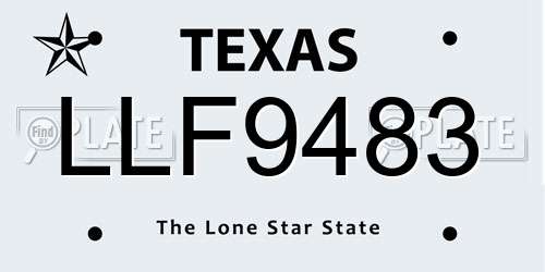 LLF9483 Texas License Plate