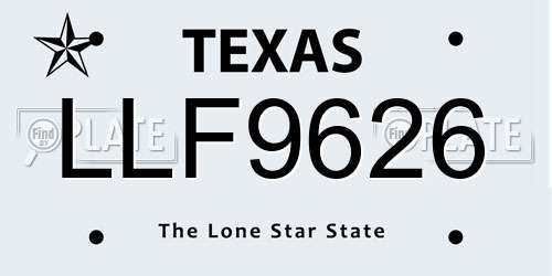 LLF9626 Texas License Plate