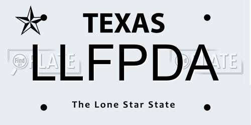 LLFPDA Texas License Plate